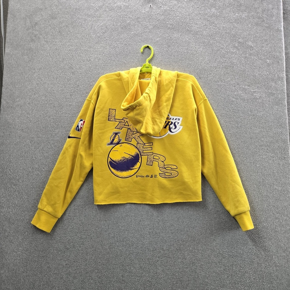 Los Angeles Lakers Women Hoodie M Yellow Nike Courtside Fleece Pullover